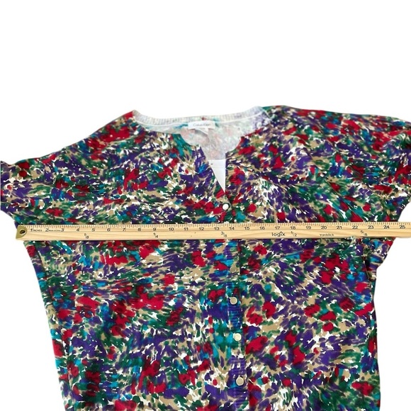 Calvin Klein Womens Sweater L  Multicolored Knitted 3/4 Sleeves Cardigan Button - Picture 10 of 10